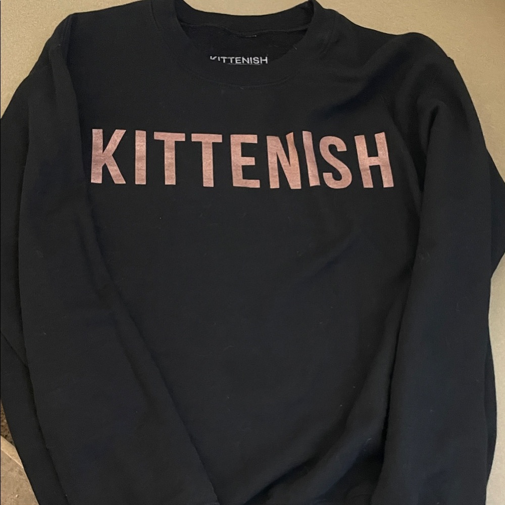 Kittenish Black Crewneck Sweatshirt Size S
